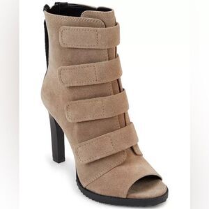 DKNY Tan Ankle Boots with Black Heel